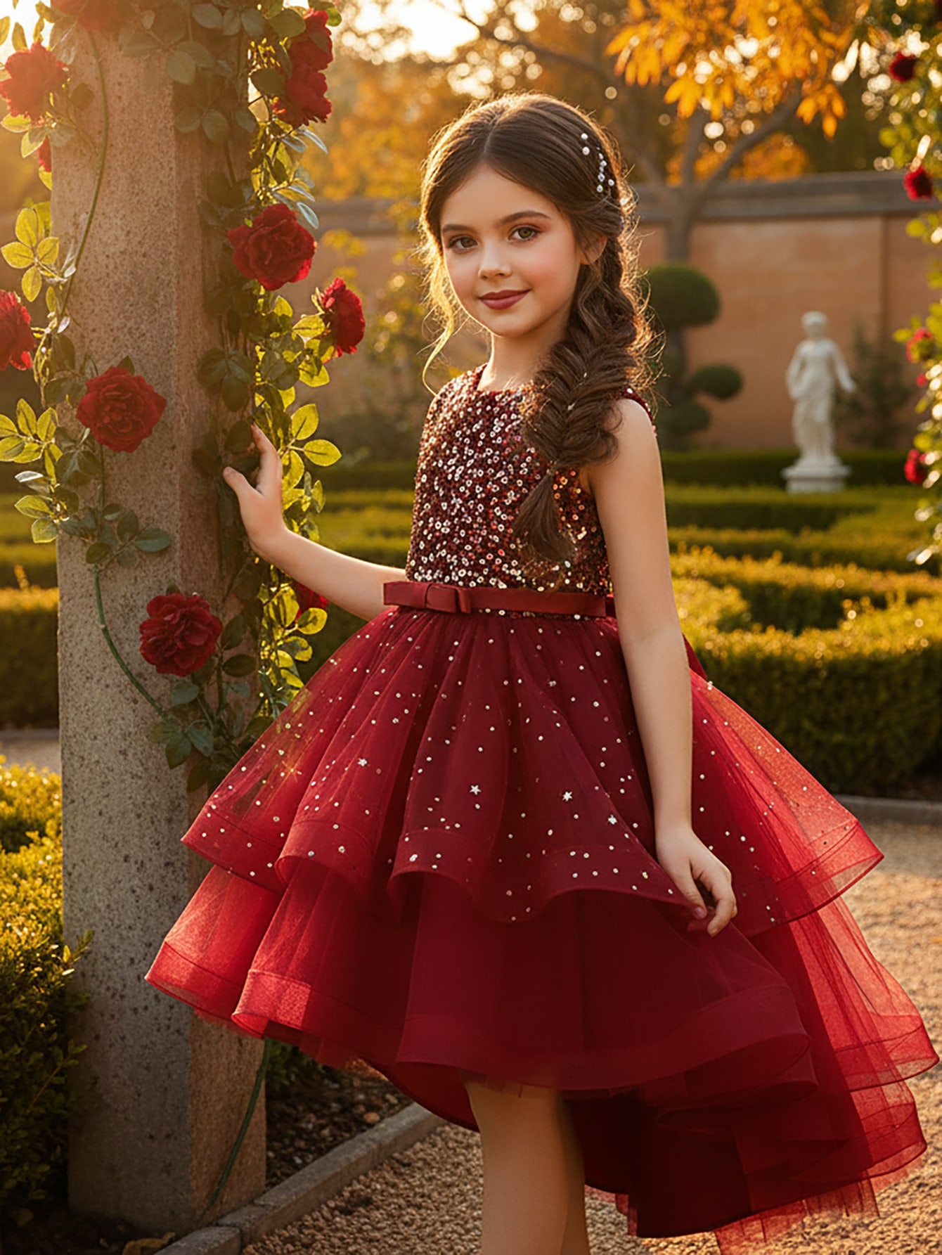 Baby Clothing Dresser - Vestido de Princesa con Lentejuelas Florales